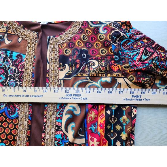 Jacket/Top-Joan Rivers-Brown-Blue-Red-3/4 Length Sleeves-Size X-SMALL - Picture 12 of 16